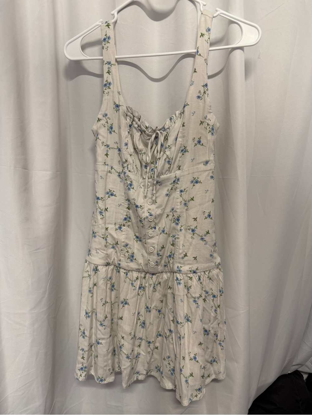 wild fable White Mini Dress with Blue Floral Print